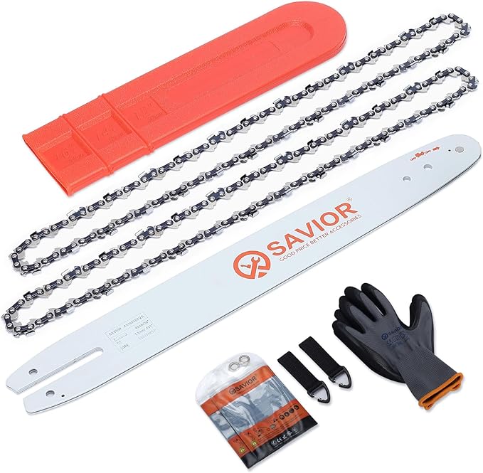 Savior 16 Inch Chainsaw Bar and S55 Chain Combo, 3/8" LP Pitch .050" Gauge 55 Drive Links for Stihl MS170 MS180C, Replacement Chain Saw Bar 105668 160SDEA074(Chain*2+Bar*1)