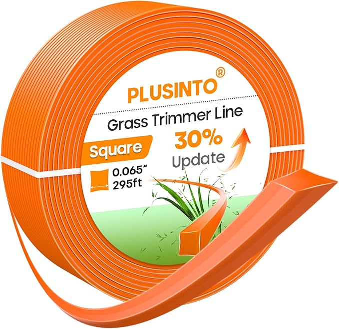 String Trimmer Line .065", 295 Feet Weed Eater String, Square Trimmer Line for Universal Replacement, Orange Premium Nylon String Trimmer Line for Light Grass&Weeds