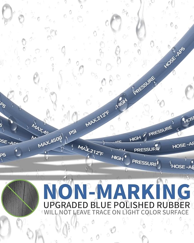 Pressure Washer Hose 125FT 3/8" for Cold and Hot Water 212°F, with Swivel Quick Connect, 4500PSI Kink Resistant Grade Steel Wire Braided, Power Washer Hose With 2pcs M22-14mm Adapter