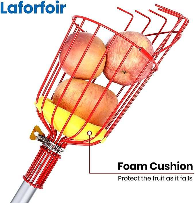 Fruit Picker Pole with Basket Segmented Fruit Picker Pole Tool for Apple Avocado Cherry Lemon Mango Orange Peach Picking(40-160") 5.5FT