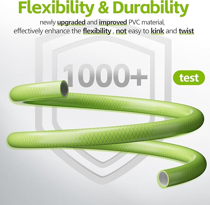 SPECILITE Flexible Garden Water Hose 100 Ft, Heavy Duty, Lightweight and Leak-Proof Pipe× 1/2 In, 3/4" Brass Swivel Fittings,Burst 600 PSI, Non-Expandable, Kink-Proof, For Car, Yard, Outdoor, Lawn