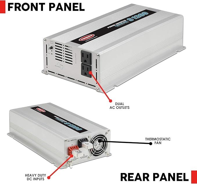 Tundra S Series - DC/AC Truck Power Inverter - Pure Sine Wave 1200W / 12V DC to 120V AC - S1200
