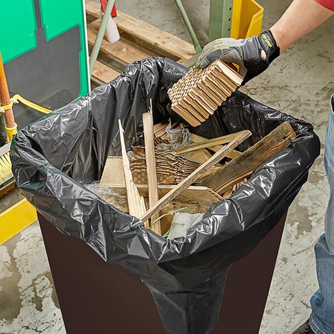 Contractor Heavy Duty Trash Bags 42 Gallon | 10 Count | 3 MIL | 32.8" X 46" | Large Black Flap Tie Construction Garbage Bags for Business Home Commercial, Industrial, Storage, Outdoor