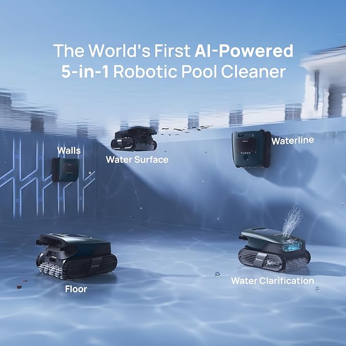 Beatbot AquaSense 2 Ultra Cordless Robotic Pool Cleaner for Complex Pools, Mapping with AI Camera, 5-in-1 Cleaning, Smart Surface Parking, Skimmer with APP Control, Water Clarification – Abyssal Blue