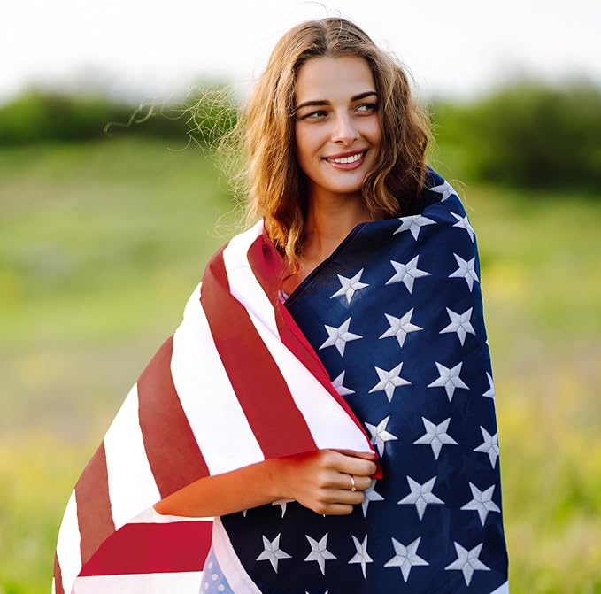 6x10FT American Flag Outdoor -USA Heavy Duty Nylon US Flags Long Lasting US Flag with Embroidered Stars, Sewn Stripes & Brass Grommets Water-Resistant Perfect for Outdoor Use All Weather
