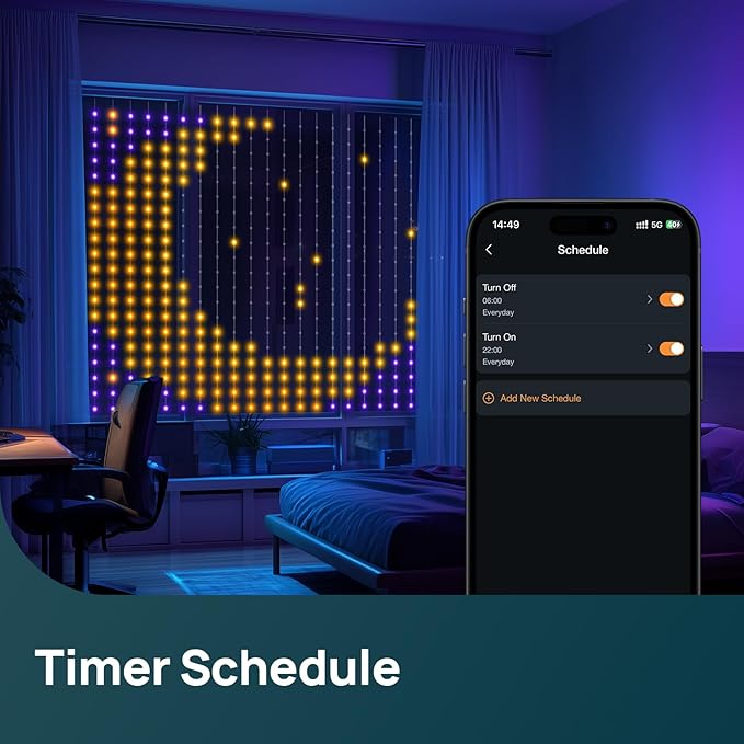 Linkind Smart Curtain Lights, 400 LEDs Smart AI Curtain String Lights with APP DIY GIF Text, Color Changing Halloween Christmas Decorations for Outdoor Indoor Bedroom Window Decor, 5.9×5.5ft