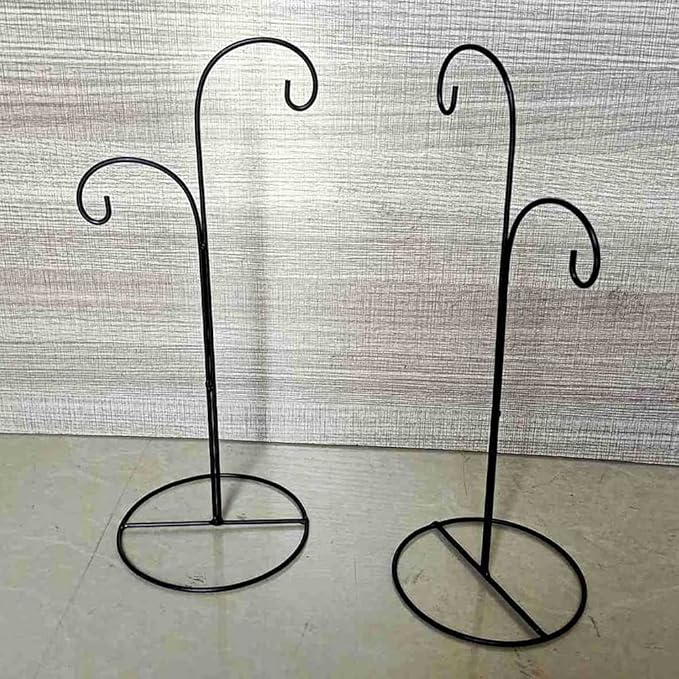 SGrace Ornament Display Stand Holder Home Wedding Decoration Rack for Hanging Glass Globe Pot Stand Iron Pothook Stand Terrarium Witch Ball (2, 13.8"x5.5")