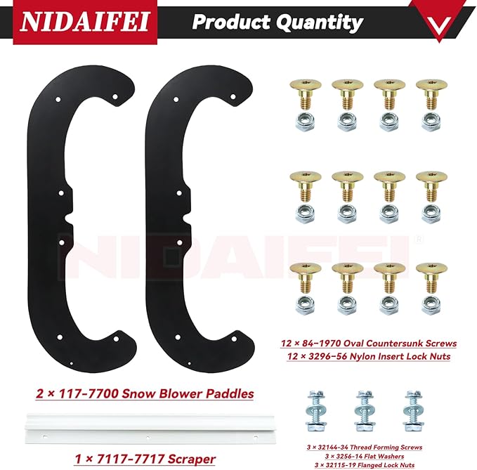 2 Pack 117-7700 Snow Blower Paddles with 117-7717 Scraper Blade for Toro Power Clear 180 418ZE 418ZR 518ZE 518ZR 18 inch Toro CCR Powerlite 38272 38472 38282 38273 38283 38473 Snow Throwers