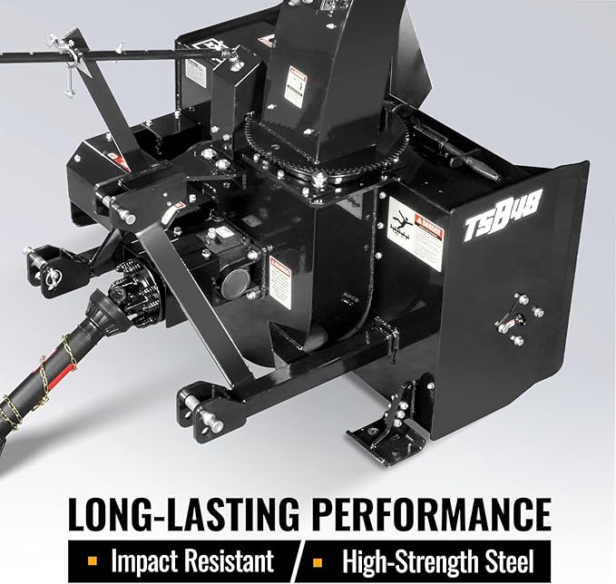 48" 3 Point PTO Snow Blower 24" Impeller Diameter 360° Snow Chute (PTO Shaft Included with Slip Clutch), 20-45 HP, Model TSB48