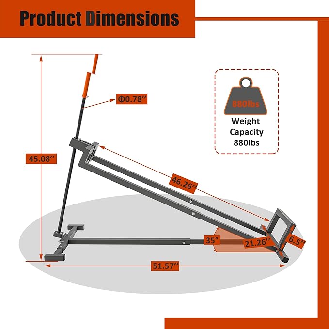 Lawn Mower Lift Jack Heavy Duty Lawnmower Jack for Ride on Lawn Mowers & Garden Tractors, Space-Saving Foldable Large Riding Lawn Tractor Lift with Manual and Power Tool Handles Fit Multiple Mowers