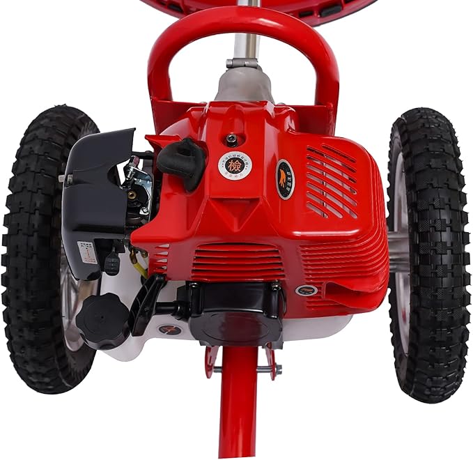 49CC 2-Stroke Walk Behind String Mower, 2-in-1 Hand Push Grass Cutter, 1500W Air-Cooled Floor Mount 0.33gal Fuel Tank Capacity W/Weeding Baffle, Weeding & Loosening Blade for Mowing Gardens