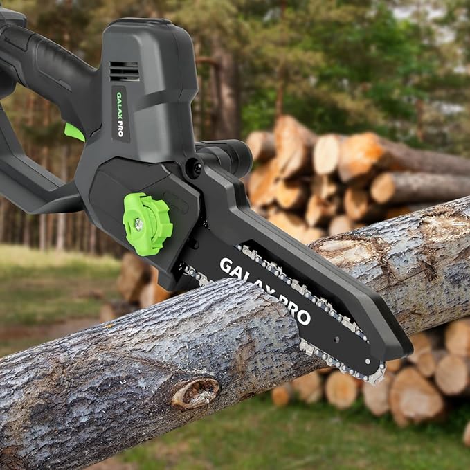 GALAX PRO 8 Inch Mini Chainsaw with Auto Oiler[2025 Upgraded]Handheld Cordless Electric Chain Saw with 2x2.0Amh Batteries for Outdoor Tree Branch Cutting,Home Improvement, Garden & Orchard Pruning