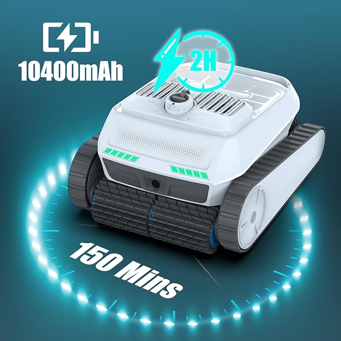 AIRROBO Pool Vacuum for Inground & Above Ground Pools - Quad Motor, Smart Navigation, 4 Cleaning Modes, Climbing Tracks, 150 Min Runtime, Automatic Return