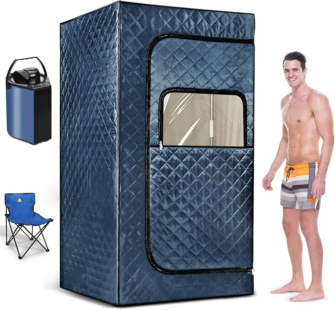 Portable Steam Sauna Tent for Home – Dual Mode Standing/Sitting Sauna Box with 9-Level Temperature Control (95-140°F), 3L Steamer & Wireless Remote, Large Size 72 Auto Shut-Off