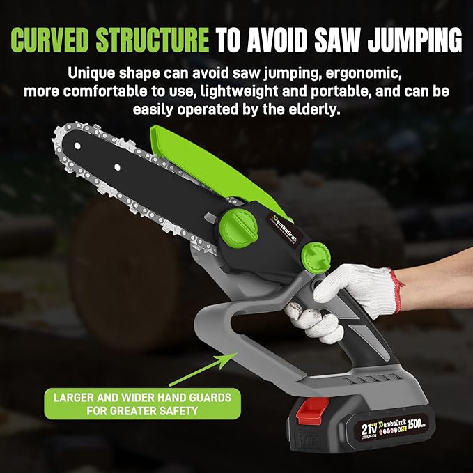6-Inch Electric Chainsaw Cordless, Lightweight & Portable Chainsaw for Tree Trimming, Pruning, and Small Wood Cutting | 20V Lithium-Ion Battery | Ideal for Home Garden, DIY Projects