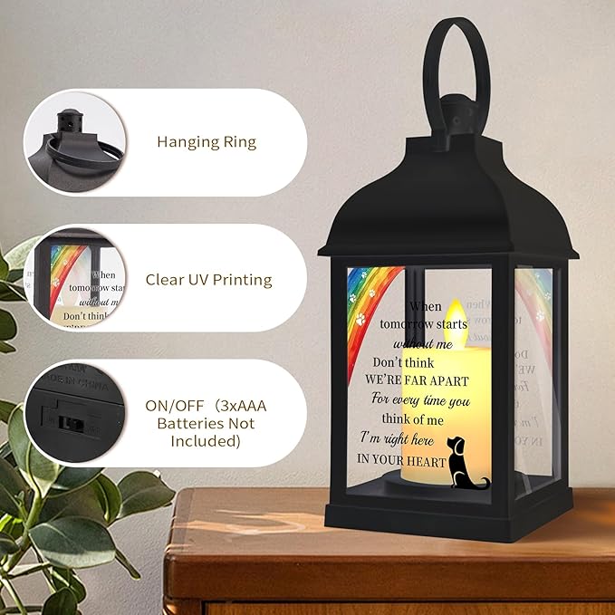 Dog Memorial Gifts with Remote - Sympathy Bereavement Gifts for Loss of Dog, Rainbow Bridge Memorial Lantern for Grieving Pet Owner