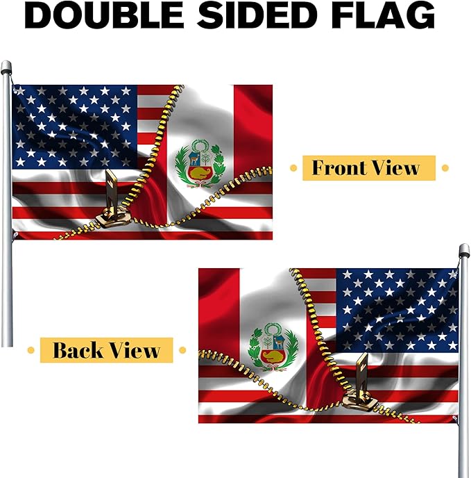 Vintage American America Usa Peruvians Peru Flags For Outside Yard 3x5 Ft Double Sided Printed 100d Polyester Lightweight Garden Welcome Outdoor Banner Brass Grommets