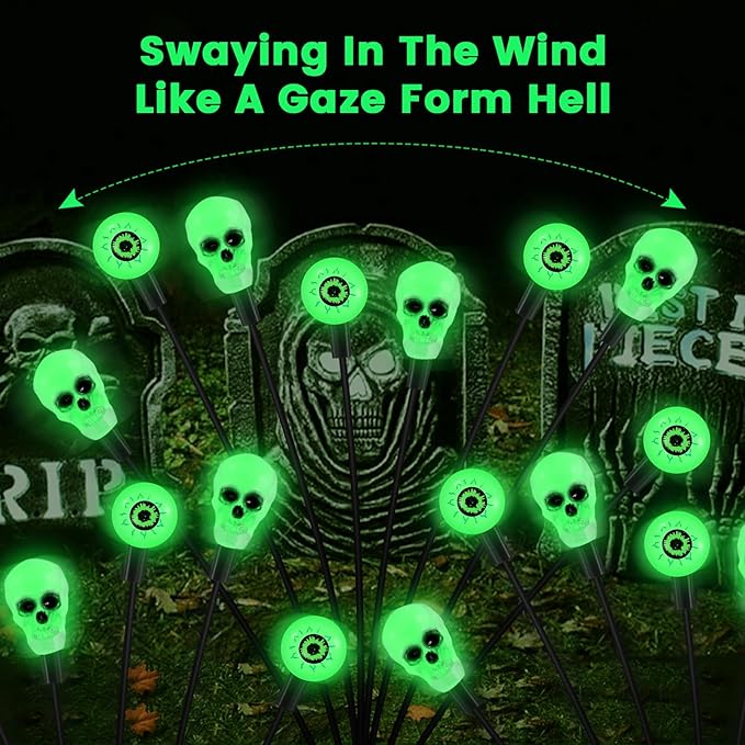 Solar Lights Outdoor,Halloween Decorations Outdoor, Scary Eyeball Lights,4PACKS 32LED,IP65 Waterproof,Halloween Decor for Garden/Yard/Patio/Lawn/Pathway(Green)