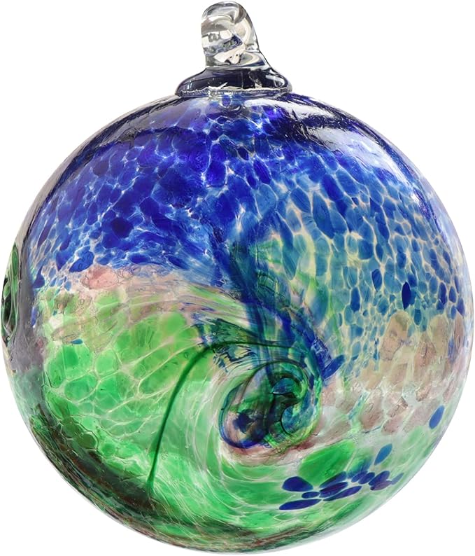 Kesywale 7 x 6 Inch Garden Hanging Gazing Ball Decorative Witch Ball Indoor Outdoor Ornament Home Décor (6", Blue-Green)