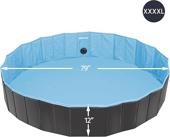 Yaheetech Foldable Dog Pool Collapsible Hard Plastic Dog Swimming Pool Portable Pet Pools Doggie Wading Pool Bath Tub for Puppy Small Medium Large Dogs, 79 x 12 Inches Black