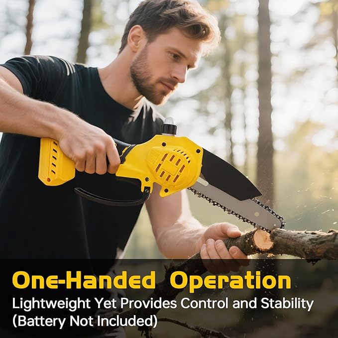 Mini Chainsaw Cordless Fit for DeWalt Battery 20V, 6-Inch & 4-Inch 2-in-1 Electric Chainsaw with Auto Oiling, 5m/s Chain Speed & Safety Lock, Lightweight for Branch Pruning, Tree Trimming (NO Battery)