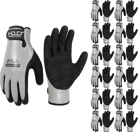 HANDLANDY Waterproof Work Gloves for Cold Weather, Insulated Winter Freezer Work Gloves with Grip for Men & Women