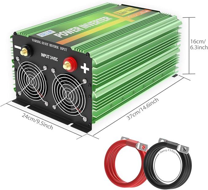 EDECOA 3500W 24 Volts Pure Sine Wave Power Inverter DC 24V to 110V 120V AC with LCD Display and Remote Controller for Truck Motorhome Boat Power Converter