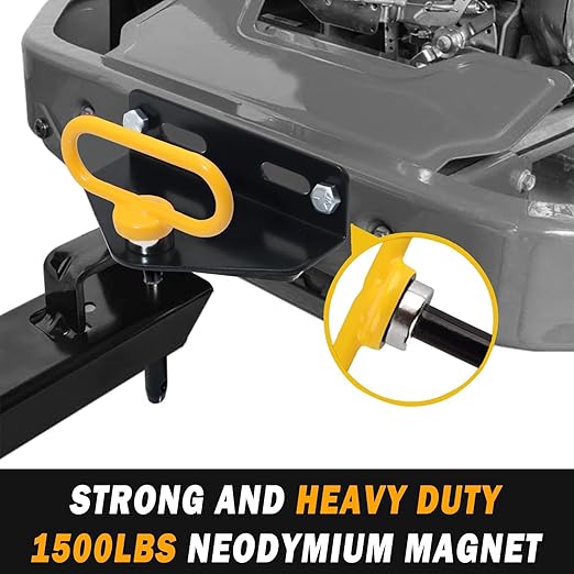 Magnetic Hitch Pin, Lawn Mower Trailer Hitch Pins 1/2 Inch - Strong Heavy Duty Magnet Trailer Gate Pin for Mowers, Lawn Tractors, Towing Cargo, ATV - Simple One Handed Hook On & Off（Yellow）