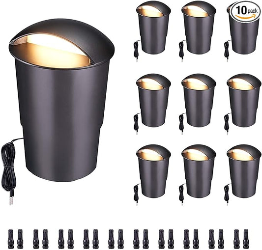 Low Voltage Inground Landscape Lights - Outdoor Soft White & Bright White 5 Selectable Colors Turret Top Well Light, LED in-Grade Fixture, ORB Aluminum for Path Yard Floor 3W 170LM 10 Pack