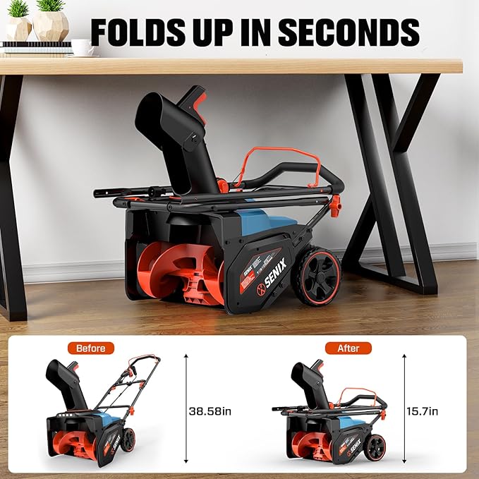 SENIX Corded Snow Blower,18 Inch Snow Thrower, Electric Snow Blower with 8" Clearing Depth, 600lbs/min, Max 33ft Throw Distance, 14Amp,1700 Watt Motor, 4 LED Lights