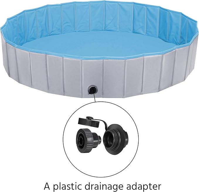 Yaheetech Foldable Dog Pool Portable Kiddie Pools Collapsible Hard Plastic Dog Swimming Pools Doggie Wading Pool Bath Tub for Puppy Small Medium Large Dogs, 63 x 12 Inches Gray