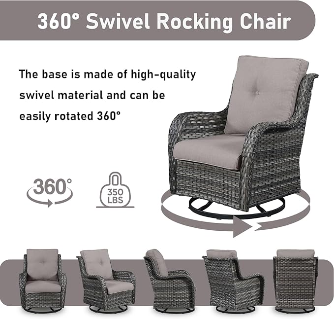 Wicker Outdoor Conversation Se with 50,000 BTU Gas Propane Fire Pit Tablet-6 Pieces Outdoor Wicker High Back Couch Patio Furniture for Deck Poolside Backyard
