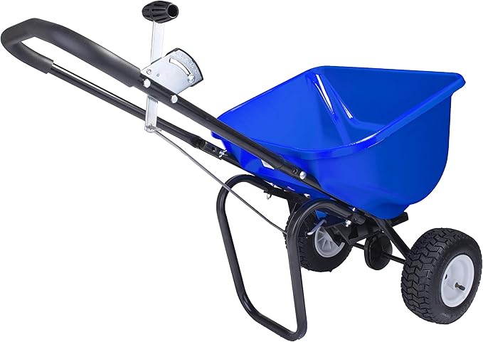 EarthWay Polar Tech 90950 50 LB Professional Ice Melt Broadcast Walk Behind Spreader with 9" Pneumatic Tires, High Output and Solid Linkage Control
