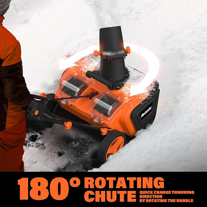 MAXLANDER Snow Blower Cordless, 40V 20-Inch Brushless Cordless Snow Thrower with Dual LED Lights, 180° Rotating Chute, Electric Snow Blower Battery Powered (2 x 4.0Ah Batteries and Charger Included)