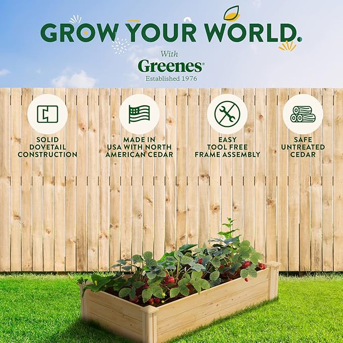 Greenes Fence Original Cedar Raised Garden Bed, 2' x 4' x 10.5" (2-Pack) - Made in USA with North American Cedar