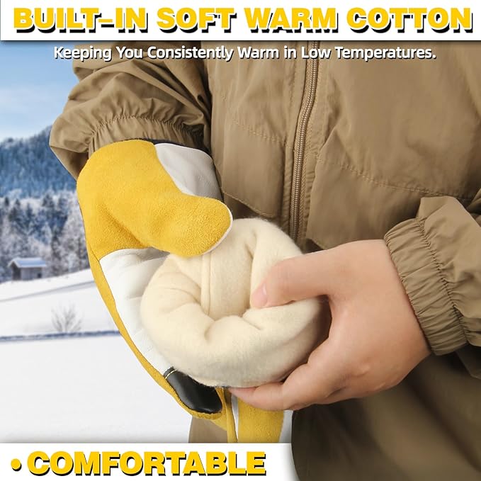 Winter Gardening Gloves for Women, Deerskin Warm Insulated Garden Work Gloves for Cold Weather, Outdoors, Yard Labor