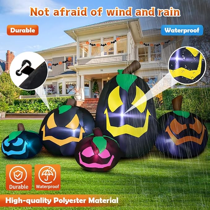 9FT Halloween Inflatables Decoration Outdoor, Pumpkin Inflatable Outdoor Decoration with LED Light, Halloween Inflatables Outdoor Decorations Blow up Pumpkin for Holiday Party Lawn Yard Garden Décor