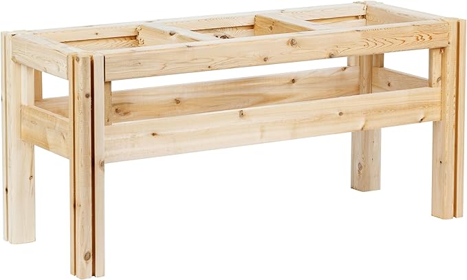 Greenes Fence Three Bucket Elevated Cedar Wood Garden Frame, 43 in. x 16 in. x 20 in. - Made in USA with North American Cedar