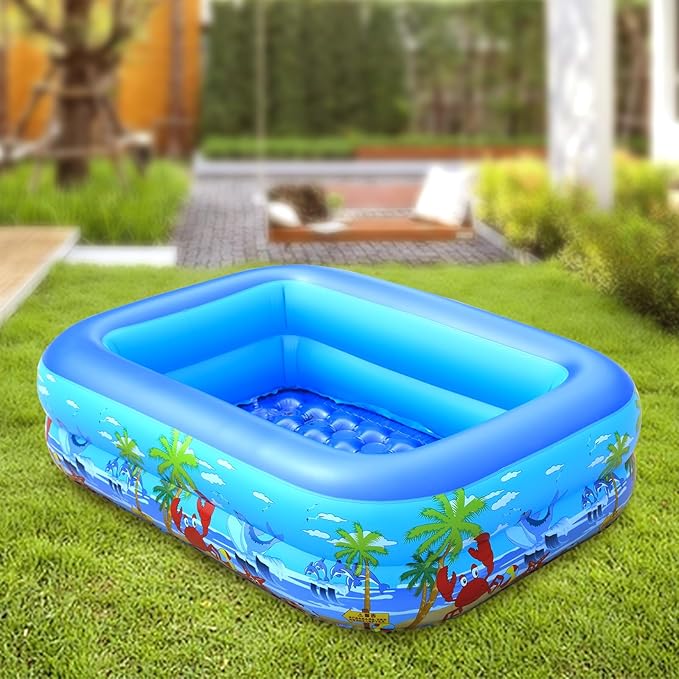 BaiaoInflatable Kiddie Swimming Pool for Adults and Kids, Blow Up Pool for Backyard, Garden, Indoor, or Summer Outdoor Play Water Happy Time