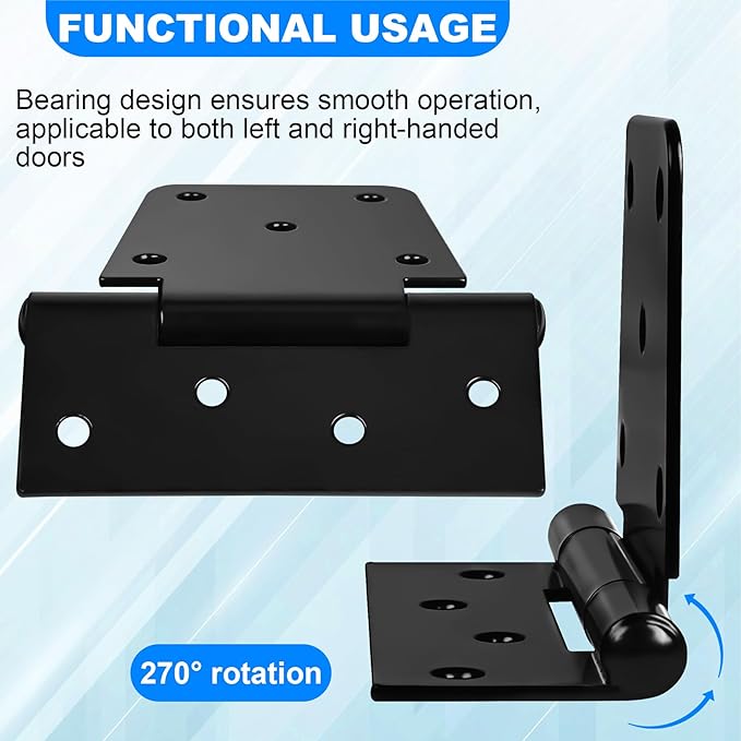 Heavy Duty Gate Hinges 3.5 inch 6 Pack Extra Thick Industrial T Barn Door Hinges Shed Door Hinges for Large Wooden Gates Wood Fence Outdoor - Black Iron Finish (Screws Included)
