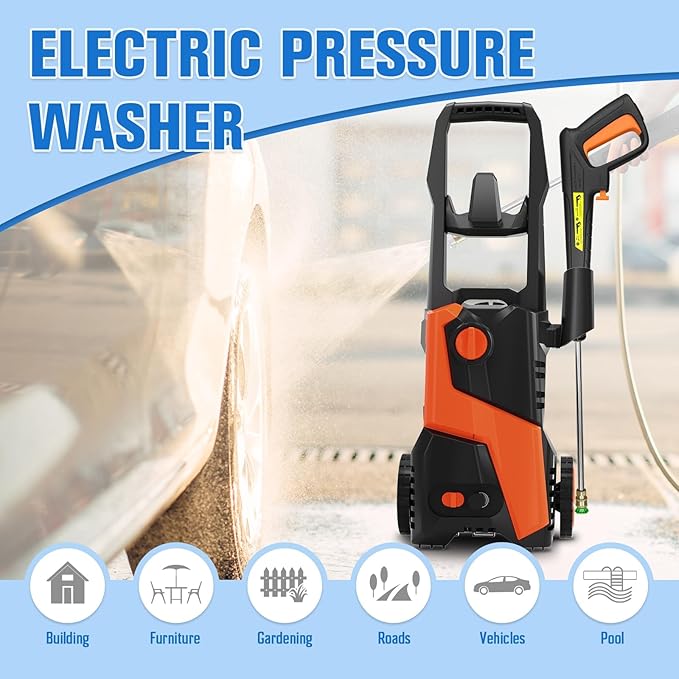 Pressure Washer Power Washer with 25FT Hose,4500PSIIMAX, 4 Quick Connect Nozzle, 500ml Foam Bottle for Car Patio Drive Home Outdoor Cleaning