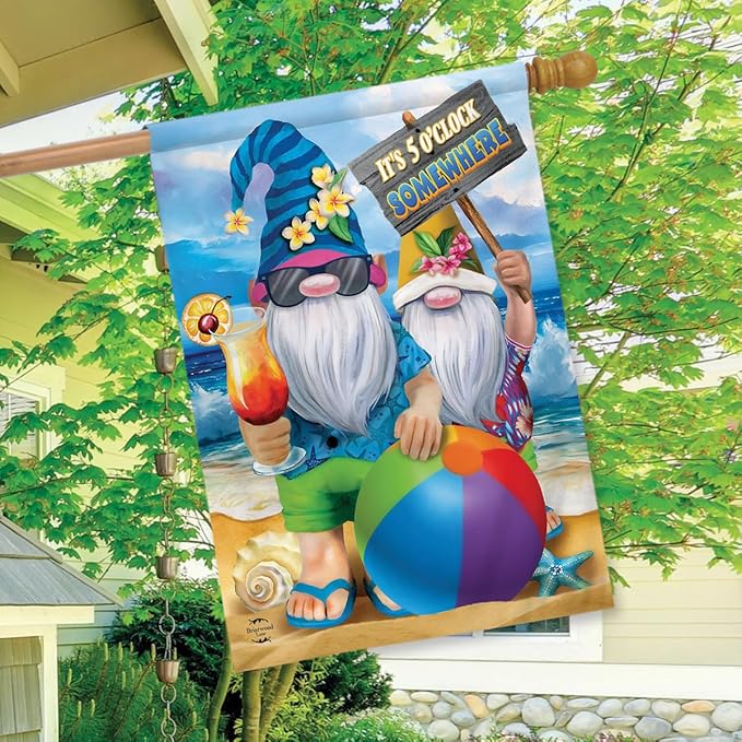 Briarwood Lane Summer Gnomes Humor House Flag