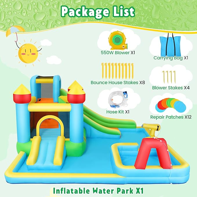 AKEYDIY Kids Bounce House for Kids 3-12, Inflatable Slide Park for Indoor Outdoor,13X12.5ft Giant Blow Up Bouncy House w/Deep Pool, Inflatable Water Park for Kid Family Party