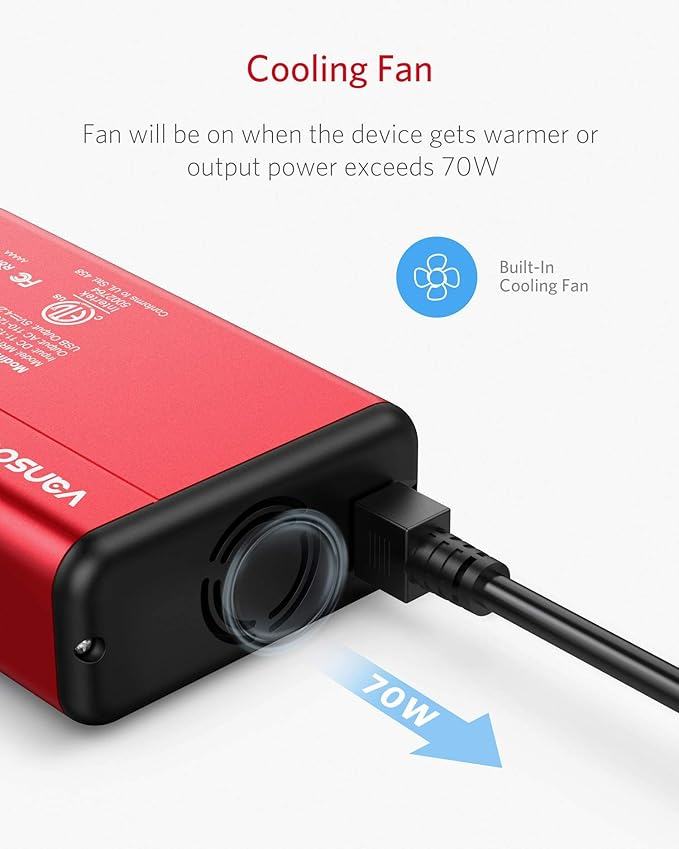 150W Power Inverter DC 12V to 110V AC Car Inverter with 4.2A Dual USB Car Adapter (Red)