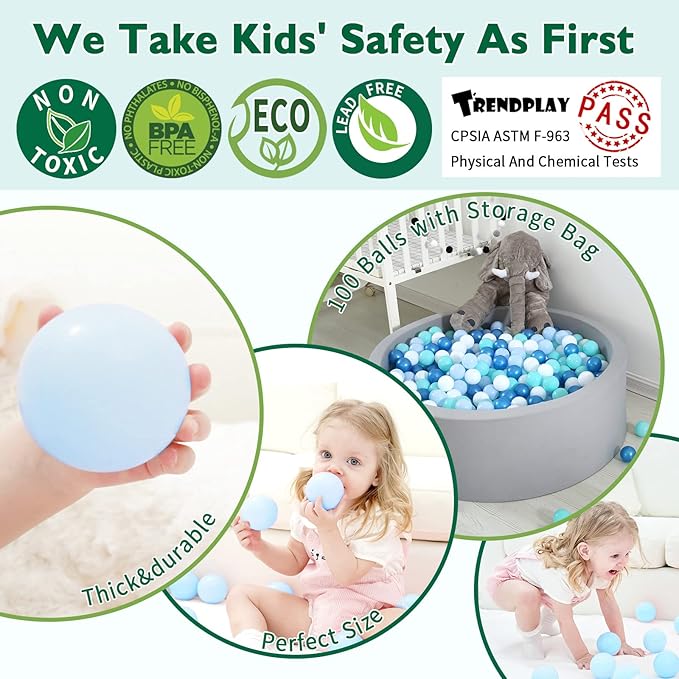 TRENDPLAY Plastic Balls for Ball Pits 2.2 Inch, Pack of 50 100 200 500 Hollow Balls, Perfect for Toddler Baby Pools,Party,Festival Decoration