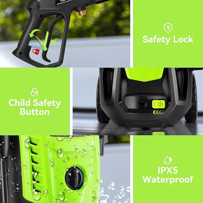 Pressure Cleaner 5000 PSI 4.0GPM Portable Power Cleaner with 4 QC Nozzles, 500ML Foam Cannon for Cars/Fences/Driveways/Home/Patios Cleaning, Green