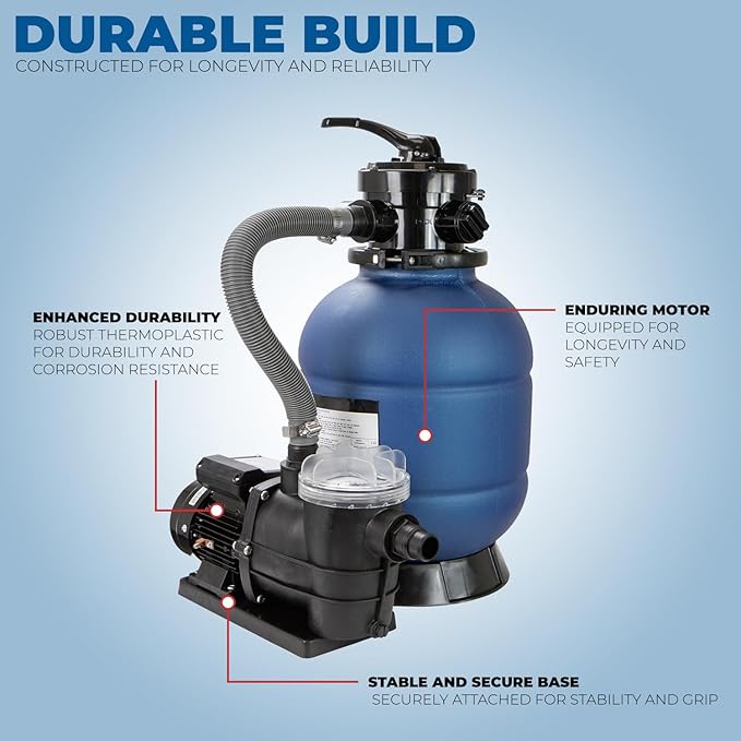 XtremepowerUS 13" Sand Filter 3/4HP Pool Pump 2,400 GPH for Above Ground Swimming Pool Set Multi-Port Valve Up To 10,000 Gallons, 1-1/4"NPT