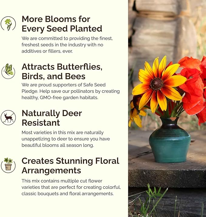 Eden Brothers South Dakota Wildflower Mixed Seeds for Planting, 1 lb, 480,000+ Seeds with Sweet Alyssum, Toadflax | Attracts Pollinators, Plant in Spring or Fall, Zones
