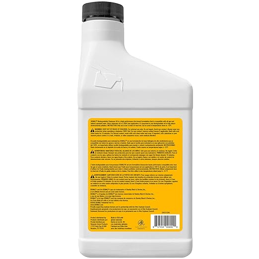 DEWALT – Biodegradable Bar & Chain Oil – Green, Eco-Friendly, Non-Toxic Professional Bar & Chainsaw Lubricant – Ultraclean All-Season Oil for Gas, Electric Saw, and Pole Saw, 16 oz
