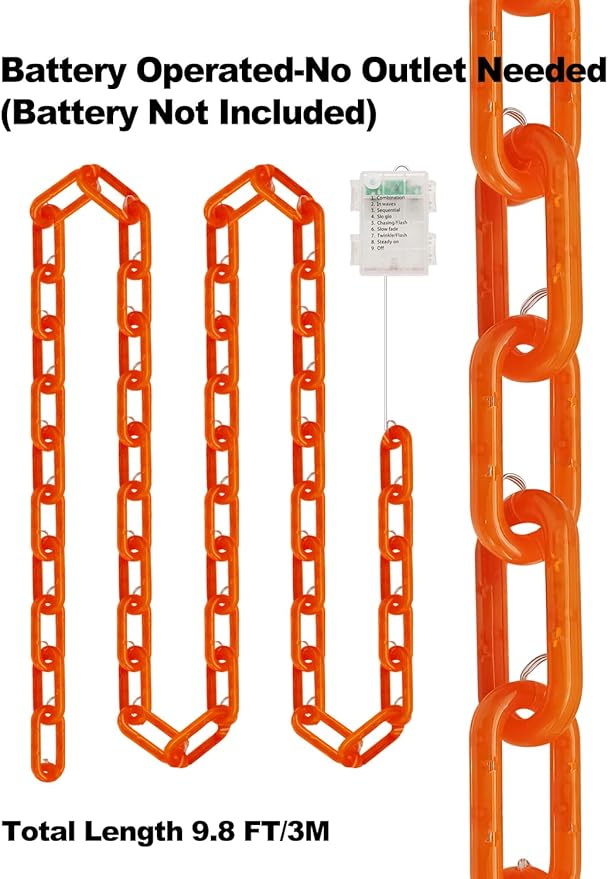 Halloween Battery Lights – 10Ft 160 LED Chain, Waterproof with 8 Modes & Timer